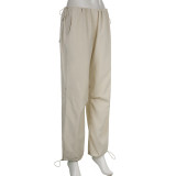 Pantalones Cargo básicos de Color sólido estilo deportivo de verano para mujer, pantalones informales holgados y versátiles, pantalones de pierna ancha de cintura alta