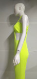Summer Women's Solid Color Open Waist One Sleeve Jumpsuit with strapless tank