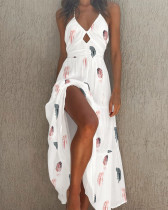 Женская одежда Летний принт Холтер Шея Повседневная макси-платье