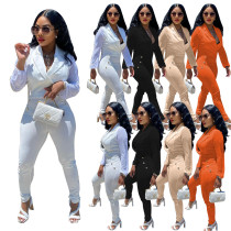 Fall Women Clothes Solid Fashion Suit Patchwork Long Sleeve Mesh Sleeve Jumpsuit