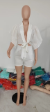 Fashion linen trend solid color sexy Backless Two Piece Shorts Set