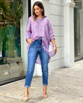 Women's Summer Chic Career Loose Casual Print Shirt Dress