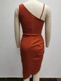 Solides, sexy Pailletten-Schlitz-Maxi-Plissee-One-Shoulder-Abendkleid für Damen