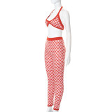 Bikini de flores de verano para mujer, traje de pantalón informal deportivo con cintura abierta para mujer