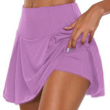 Pantalones cortos básicos de dos piezas falsos de color sólido de verano para mujer