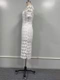 Ladies Elegant Fashion Lace Short Sleeve Maxi Dress