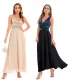 Women clothes Sexy Sequin Striped V-Neck Embroidered Formal Party Long Dress