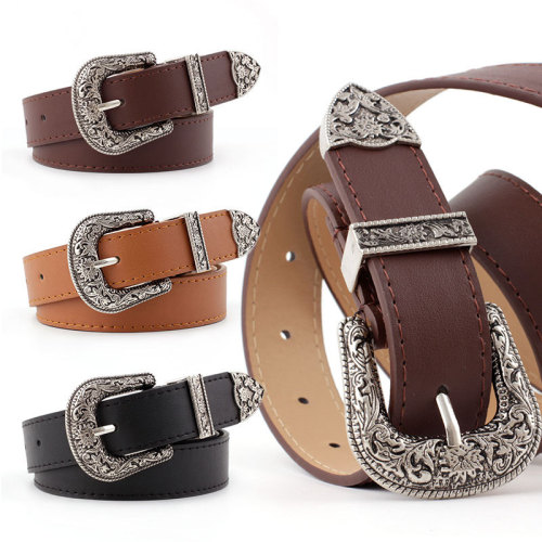 Cinturón ancho Vintage con hebilla de Pin para mujer a la moda para mujer (MOQ 3)
