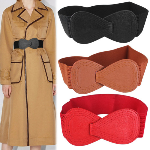 Cintura elastica in vita rossa Cintura larga Cintura in vita con fiocco elasticizzato nero da donna