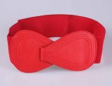 Red Elastic Waistband Wide Belt Ladies Black Stretch Bow Waist Belt(MOQ 2)