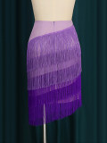 Falda de flecos ajustada de patchwork de cintura alta Falda lápiz de fiesta ceñida al cuerpo irregular