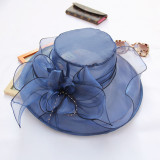 Summer Flower Mesh Sun Hat Beach Sunscreen Sun Hat Women'S Organza Formal Top Hat