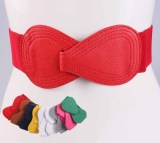 Cintura elástica roja Cinturón ancho Cinturón de cintura con lazo elástico negro para mujer (MOQ 2)