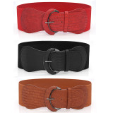 Cinturón ancho de otoño e invierno, cinturón decorativo versátil a la moda para mujer, cinturón elástico (MOQ 2)