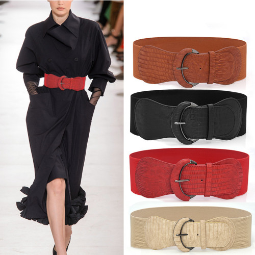 Automne et hiver large ceinture dames mode polyvalent ceinture décorative robe manteau ceinture élastique (MOQ 2)