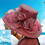 Summer Flower Mesh Sun Hat Beach Sunscreen Sun Hat Women'S Organza Formal Top Hat