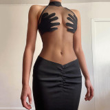Femmes Vêtements Sexy Mesh See-Through Bodycon Fishtail Maxi Dress