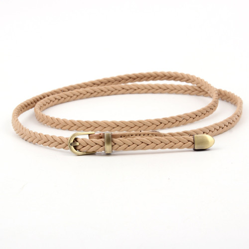 Cinturón trenzado Hebilla de alfiler para mujer Cinturón fino informal vintage Cinturón decorativo de cuerda para la cintura (MOQ 3)