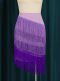 Falda de flecos ajustada de patchwork de cintura alta Falda lápiz de fiesta ceñida al cuerpo irregular