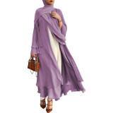 Muslim Solid Color Cardigan Feminine Flowing Chiffon Plus Size Women's Dress