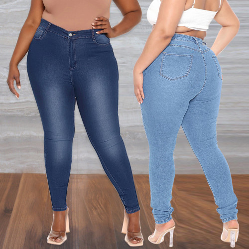 Модные женские джинсовые брюки больших размеров весна/лето