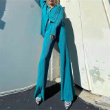 Spring/Summer Solid Color Drape Loose Silky Pleated Casual Two-piece Set