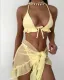 Mesh Cover-Ups Three Piece smocked swimsuit bikini