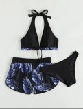ruffle print shorts Two Pieces swimsuit bikini