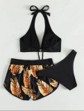 ruffle print shorts Two Pieces swimsuit bikini