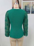 Women Chain Link Cutout Long Sleeve Round Neck Sweater