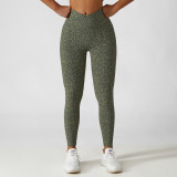 Pantalon de yoga taille haute imprimé léopard pour femme