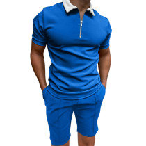 Kurzärmliges bedrucktes Polo-T-Shirt mit Umlegekragen und Reißverschluss für Herren