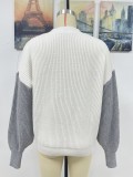 Plus Size Fall/Winter Women Round Neck Long Sleeve Striped Loose Sweater