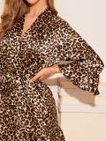 Summer Sexy Pajamas Home Clothes Print Nightgown Simulation Leopard Print Bathrobe Three Piece Set