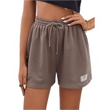 Women'S Clothing Solid Knitting Shorts Elastic Tie Casual Loose Shorts
