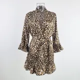 Temptation Sexy Pajamas Simulation Silk Ruffle Sleeve Cardigan Robe Nightgown
