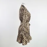 Temptation Sexy Pajamas Simulation Silk Ruffle Sleeve Cardigan Robe Nightgown