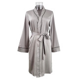 Spring And Summer Female Imulation Silk Pajamas Sexy Cardigan Hotel Nightgown Bathrobe Home Wear