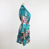 Temptation Sexy Pajamas Simulation Silk Ruffle Sleeve Cardigan Robe Nightgown