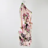 Temptation Sexy Pajamas Simulation Silk Ruffle Sleeve Cardigan Robe Nightgown