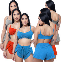Women'S Clothing Summer Sexy Strap Crop - Petal Shorts Pajama Set