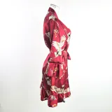 Temptation Sexy Pajamas Simulation Silk Ruffle Sleeve Cardigan Robe Nightgown