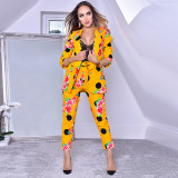 Vêtements pour femmes Floral Polka Dot Print Blazer Suit Professional Women Workwear Suit