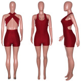 Combinaison de gilet de sport américain simple pour femmes Short de yoga sans couture Fesses Fitness Femmes