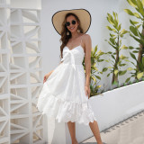 Summer Strap Dress Holidays robe de plage découpée