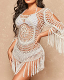 Maillots de bain pour femmes col rond Sexy Beach Cover Up Crochet Fringe Cover Up