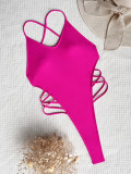 Maillot de bain une pièce couleur unie Bikini maillot de bain femmes bas dos maillot de bain Sexy Bikini