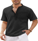 T-shirt de plage à manches courtes en lin pour hommes