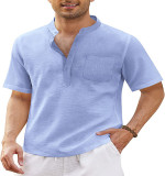 T-shirt de plage à manches courtes en lin pour hommes