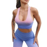 Seamless Yoga Wear Women's Gym Suit High Waist Butt Lift Gym Pants Tie Dye Sports Tank Top Running Shorts